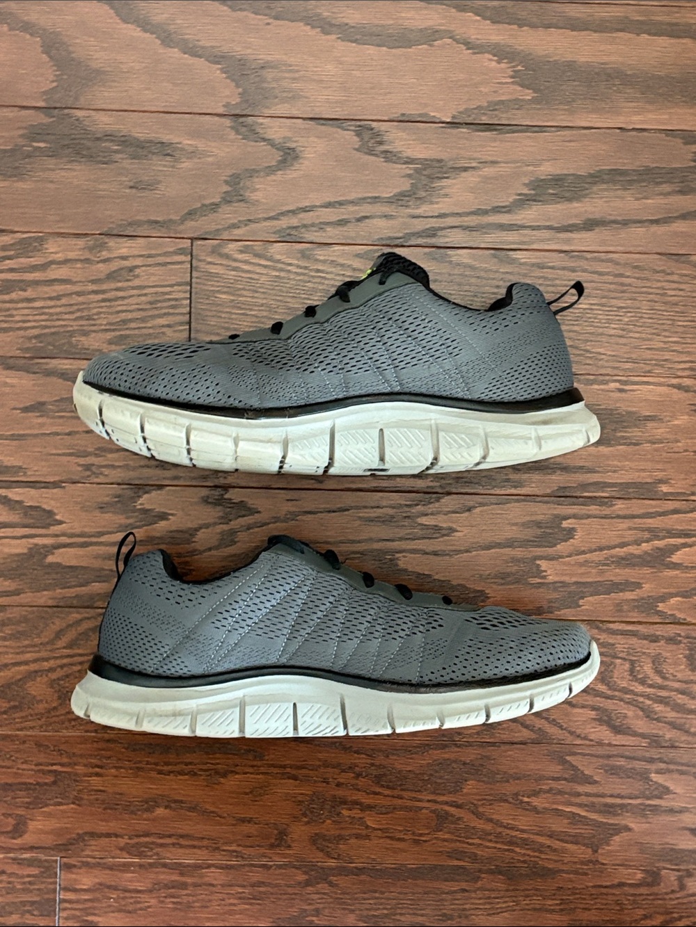 Skechers Men's Gray Mesh Athletic Sneakers with White Sole